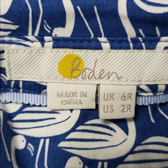 Boden Sophia Shirt dress in blue with white flamingos - Picture 5 of 7